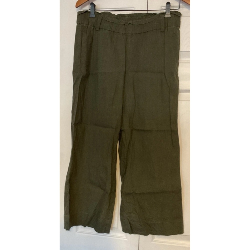 J. Jill Olive Green Elastic Waist Linen Blend Pants Size Small